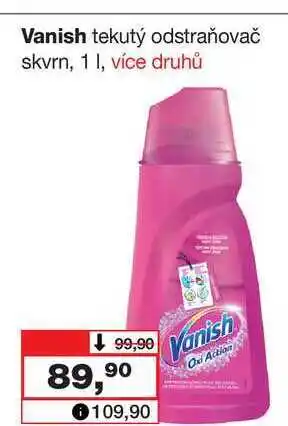 Barvy a laky drogerie Vanish tekutý odstraňovač skvrn, 1l nabídka