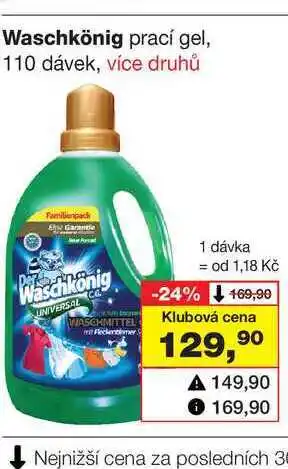 Barvy a laky drogerie Waschkönig prací gel, 110 dávek nabídka