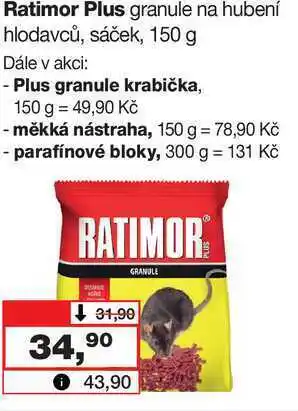 Barvy a laky drogerie Ratimor Plus granule na hubení hlodavců, sáček, 150 g nabídka
