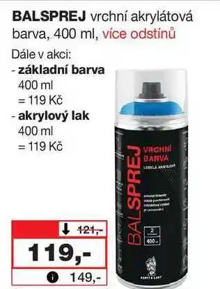 Barvy a laky drogerie BALSPREJ vrchní akrylátová barva, 400 ml nabídka
