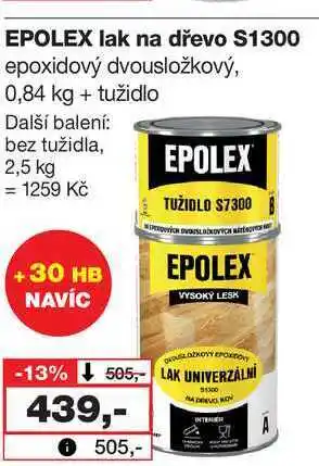 Barvy a laky drogerie EPOLEX lak na dřevo S1300 epoxidový dvousložkový, 0,84 kg + tužidlo nabídka