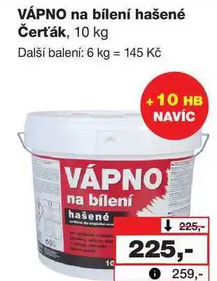 Barvy a laky drogerie VÁPNO na bílení hašené Čerťák, 10 kg nabídka