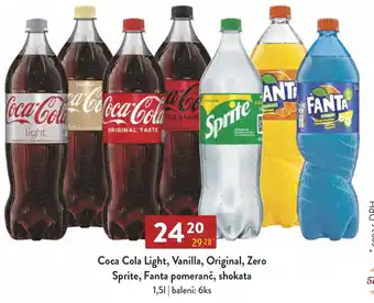 Qanto Coca Cola Light, Vanilla, Original, Zero Sprite, Fanta pomeranč, shokata 1.5 l. nabídka