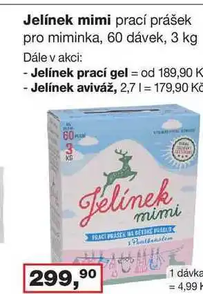 Jelínek mimi prací prášek pro miminka, 60 dávek, 3 kg