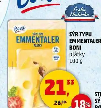 Penny Market SÝR TYPU EMMENTALER BONI plátky, 100 g nabídka