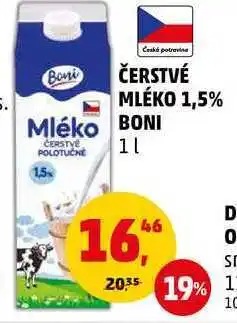 Penny Market ČERSTVÉ MLÉKO 1,5% Boni, 1 l nabídka