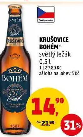 Penny Market KRUŠOVICE BOHÉM světlý ležák, 0,5 l nabídka