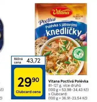 Tesco Vitana poctivá polévka nabídka