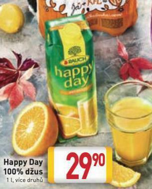 Billa Happy day 100% džus nabídka