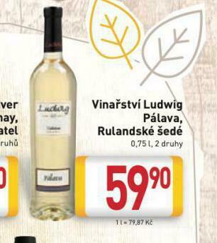Billa Vinařství ludwig pálava, rulandské šedé nabídka