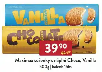Qanto Maximax sušenky s náplní Choco, Vanilla nabídka