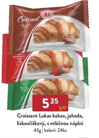 Qanto Croissant Lukas kakao, jahoda, lískooříškový, s mléčnou náplní nabídka