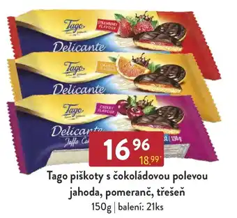 Qanto Tago piškoty s čokoládovou polevou jahoda, pomeranč, třešeň nabídka
