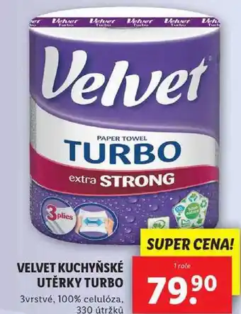 Lidl VELVET KUCHYŇSKÉ UTĚRKY TURBO, 1 role nabídka