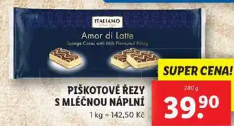 Lidl PIŠKOTOVÉ ŘEZY S MLÉČNOU NÁPLNÍ, 280 g nabídka