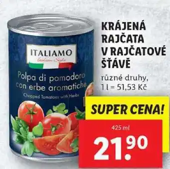 Lidl KRÁJENÁ RAJČATA V RAJČATOVÉ ŠŤÁVĚ, 425 ml nabídka