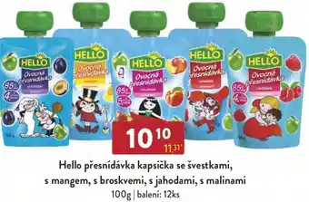 Qanto Hello přesnídávka kapsička se švestkami, s mangem, s broskvemi, s jahodami, s malinami nabídka