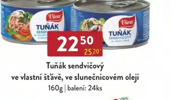 Tuňák sendvičový ve vlastní šťávě, ve slunečnicovém oleji