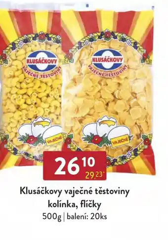 Qanto Klusáčkovy vaječné těstoviny kolínka, flíčky nabídka