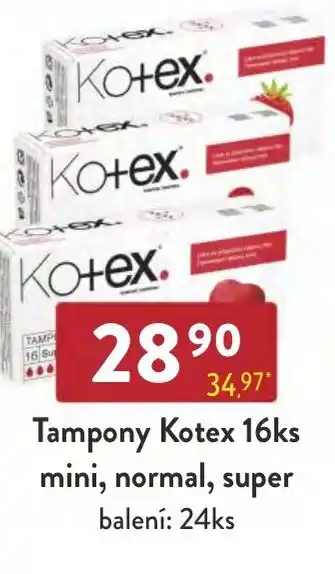 Qanto Tampony Kotex 16ks mini, normal, super nabídka