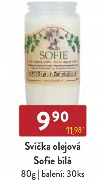 Svíčka olejová Sofie bílá