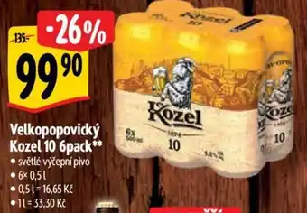 Albert Velkopopovický Kozel 10 6pack nabídka