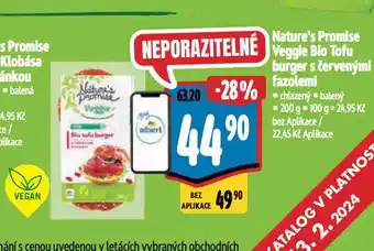 Albert Veggie bio tofu burger s červenými fazolemi nabídka