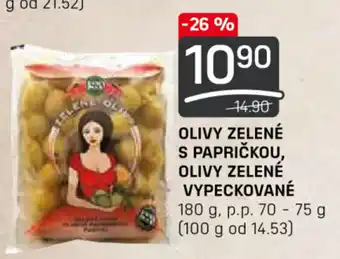 Flop OLIVY ZELENÉ S PAPRIČKOU, OLIVY ZELENÉ VYPECKOVANÉ nabídka