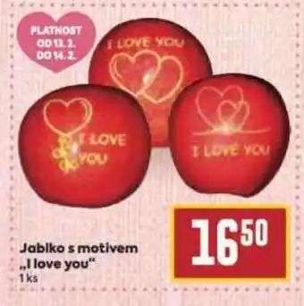Billa Jablko s motivem „I love you" nabídka