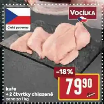 Billa kuře +2 čtvrtky chlazené nabídka