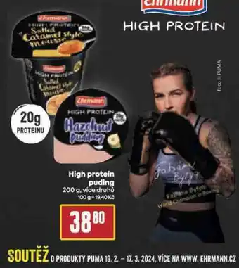 Billa High protein pudding nabídka