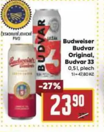 Billa Budweiser Budvar Original, Budvar 33 0,5L nabídka