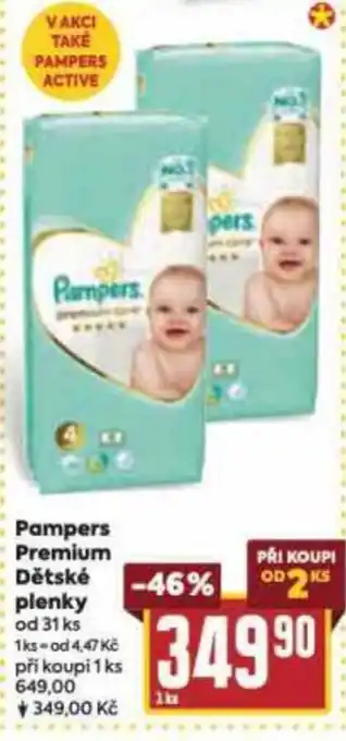 Billa Pampers Premium Dětské plenky nabídka