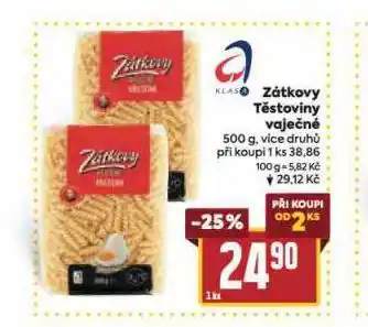 Billa Zátkovy těstoviny vaječné nabídka