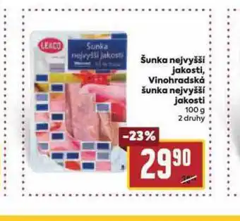 Billa Vinohradská šunka nejvyšší jakosti nabídka