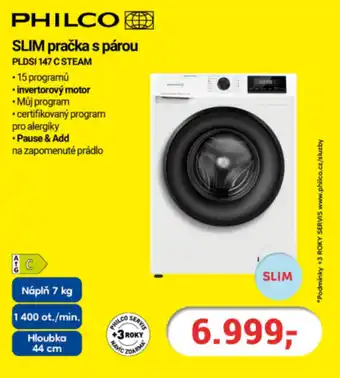 Planeo Elektro PHILCO SLIM pračka s párou PLDSI 147 C STEAM nabídka