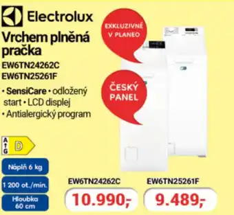 Planeo Elektro Electrolux Vrchem plněná pračka nabídka