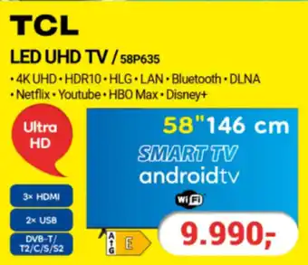 Planeo Elektro TCL LED UHD TV/58P635 nabídka