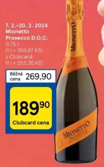 Tesco Mionetto Prosecco D.O.C. 0,75 l. nabídka