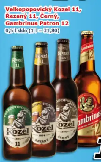 ESO MARKET Velkopopovický Kozel 11, Řezaný 11, Černý, Gambrinus Patron 12 0,5 l. nabídka