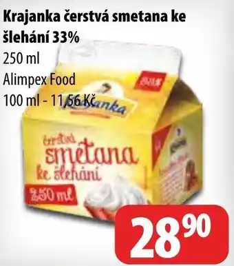 Partner Maloobchodní síť Krajanka čerstvá smetana ke šlehání 33% nabídka