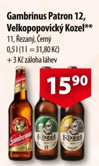 CBA Gambrinus Patron 12, Velkopopovický Kozel nabídka