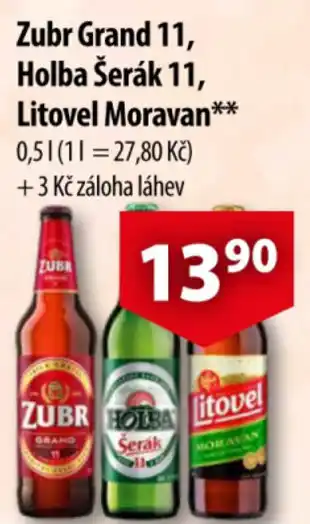CBA Zubr Grand 11, Holba Šerák 11, Litovel Moravan nabídka
