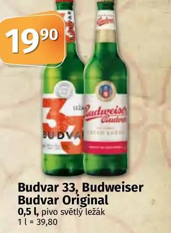 COOP TIP Budvar 33, Budweiser Budvar Original 0,5L nabídka
