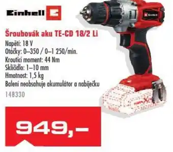 Šroubovák aku TE-CD 18/2 Li