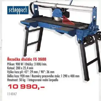 Uni Hobby scheppach Řezačka dlaždic FS 3600 nabídka