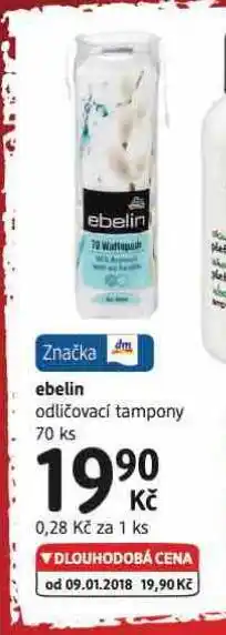 dm drogerie Ebelin odličovací tampony nabídka