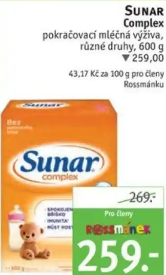 Rossmann SUNAR Complex pokračovací mléčná výživa nabídka