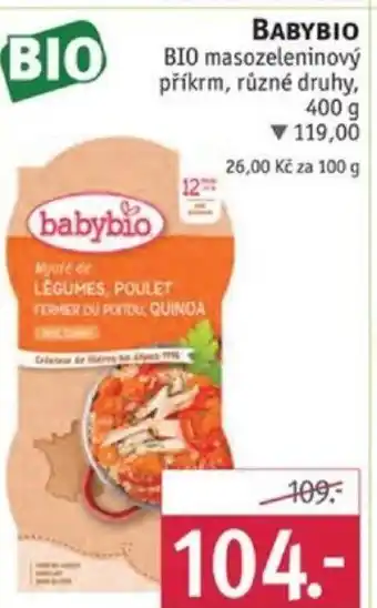 Rossmann BABYBIO BIO masozeleninový příkrm nabídka