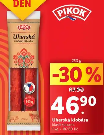 Lidl Uherská klobása nabídka